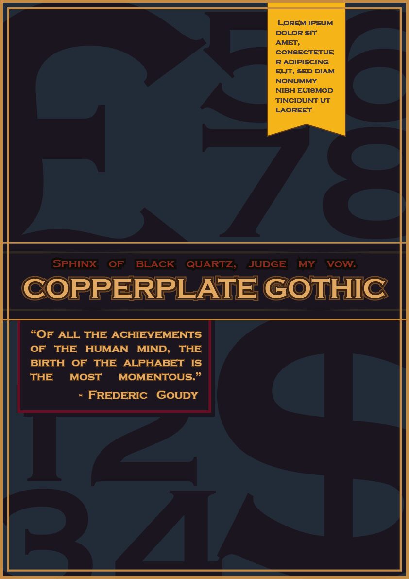 Copperplate Gothic type specimen sheet