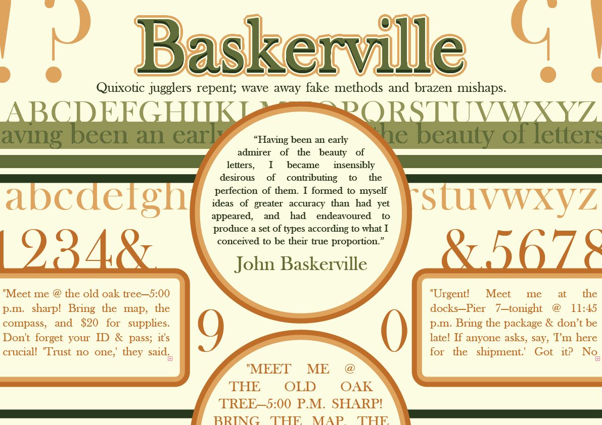 Baskerville type specimen sheet