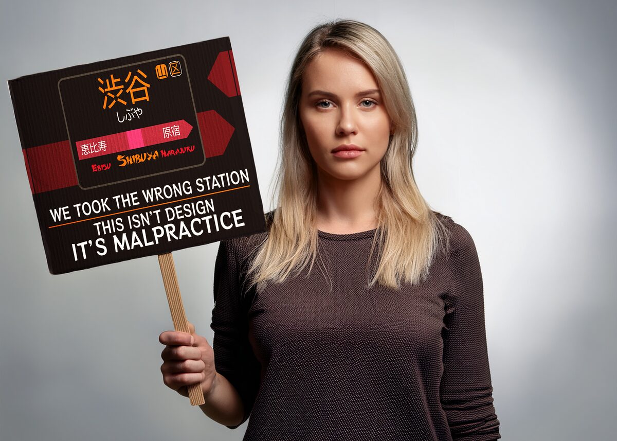 Protest placard held up in context